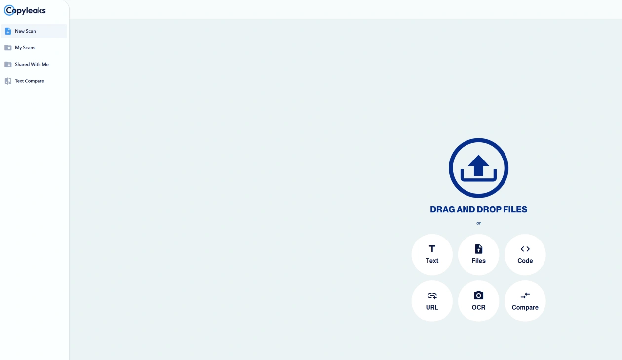 Upload Files Into Copyleaks AI Detector
