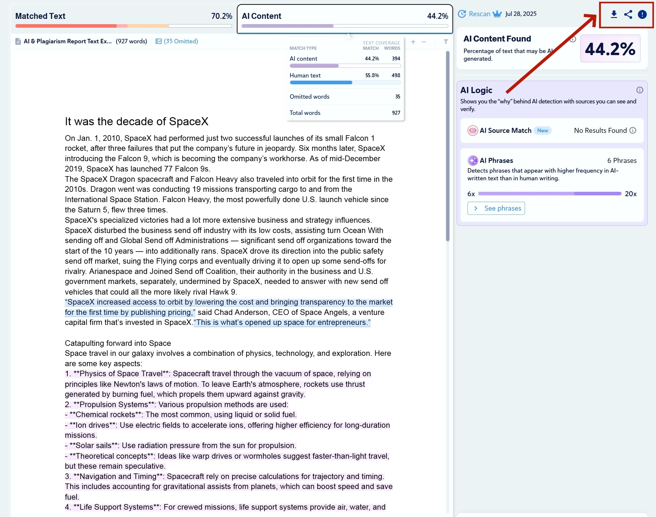 Review Detection Results and Download