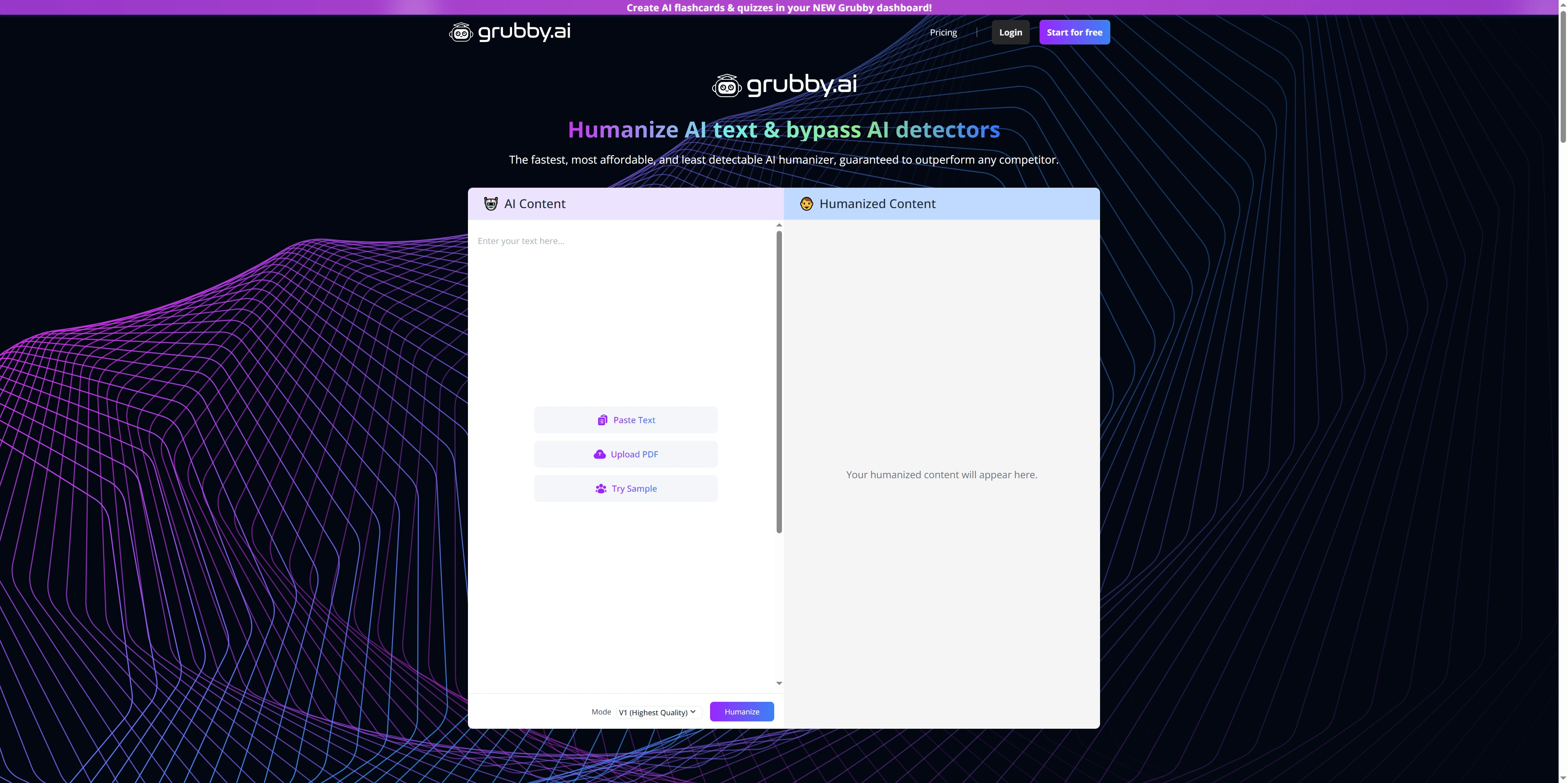 Grubby AI Home Page