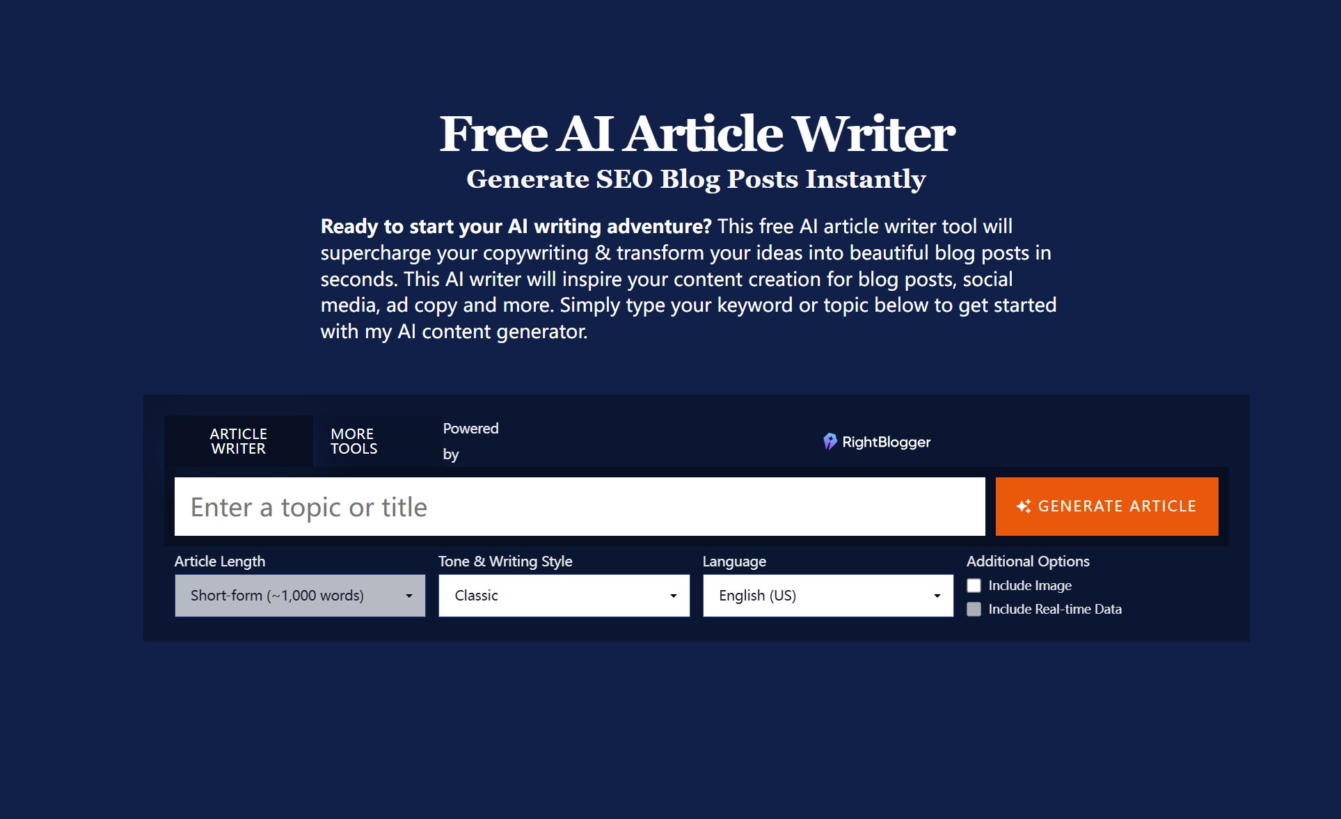 RyRob Free AI Article Writer