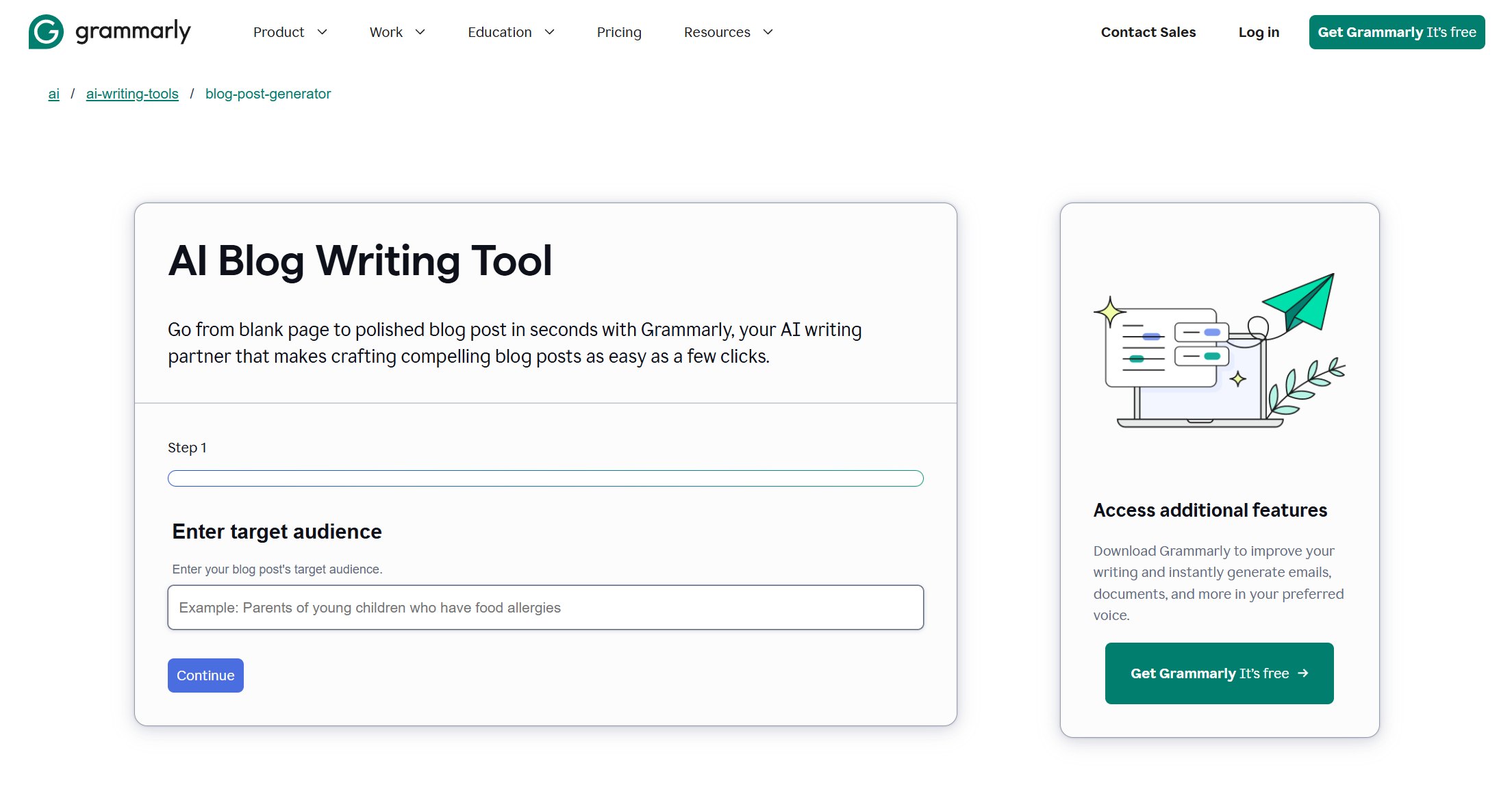 grammarly AI Blog Post Generator