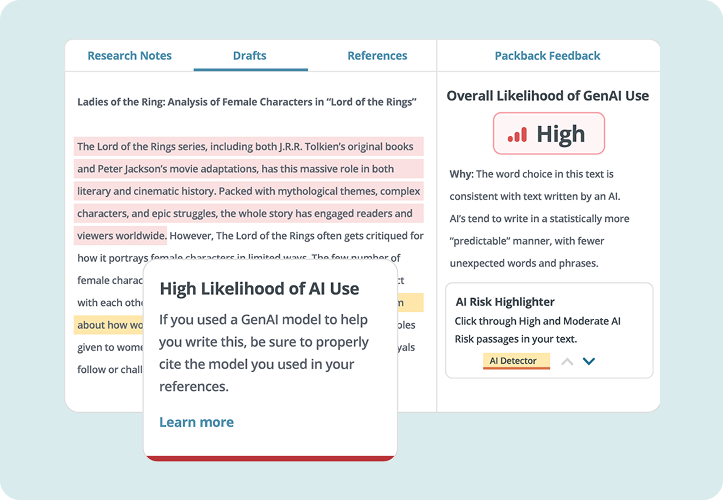 cómo detecta Packback la IA