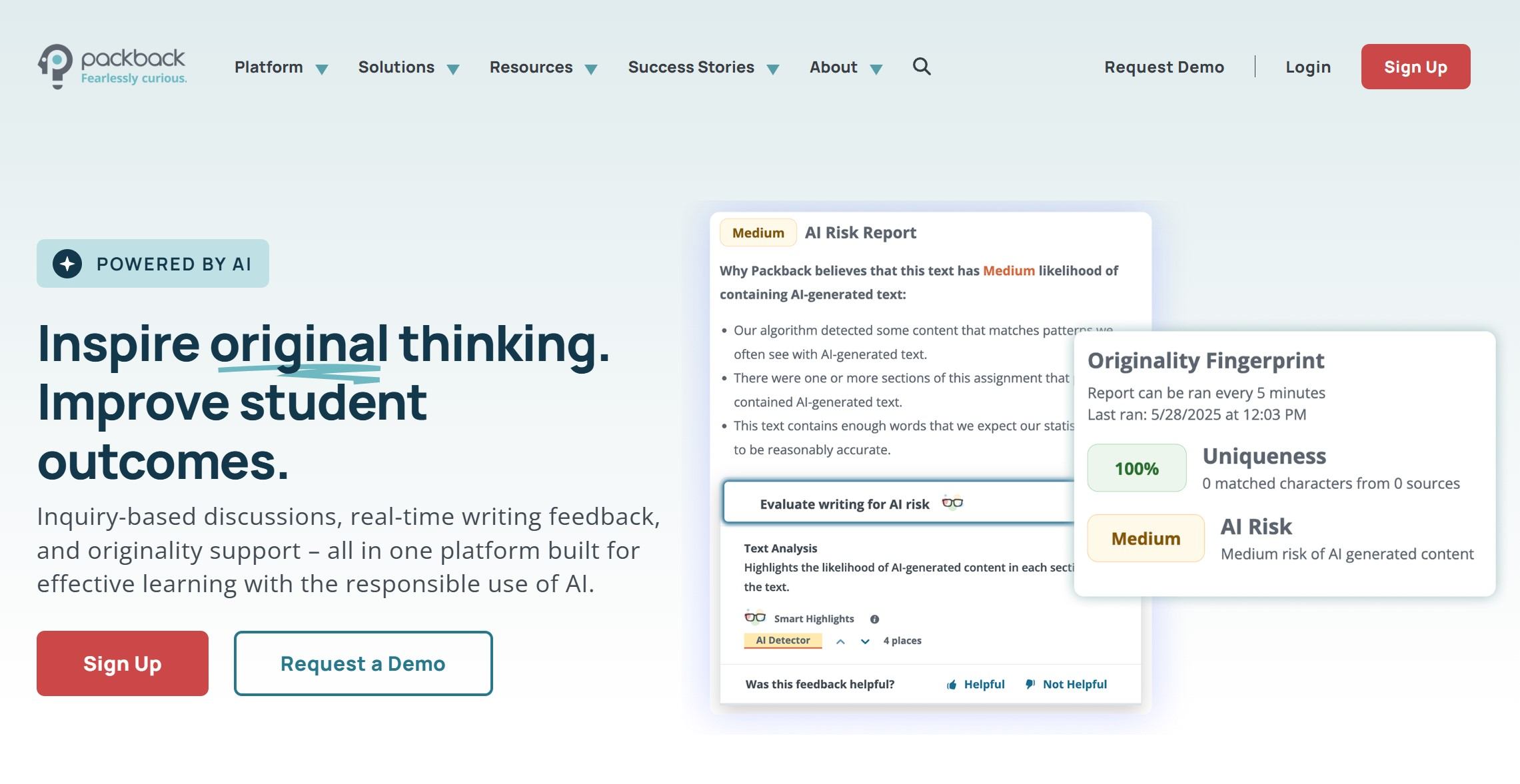 página de inicio de packback