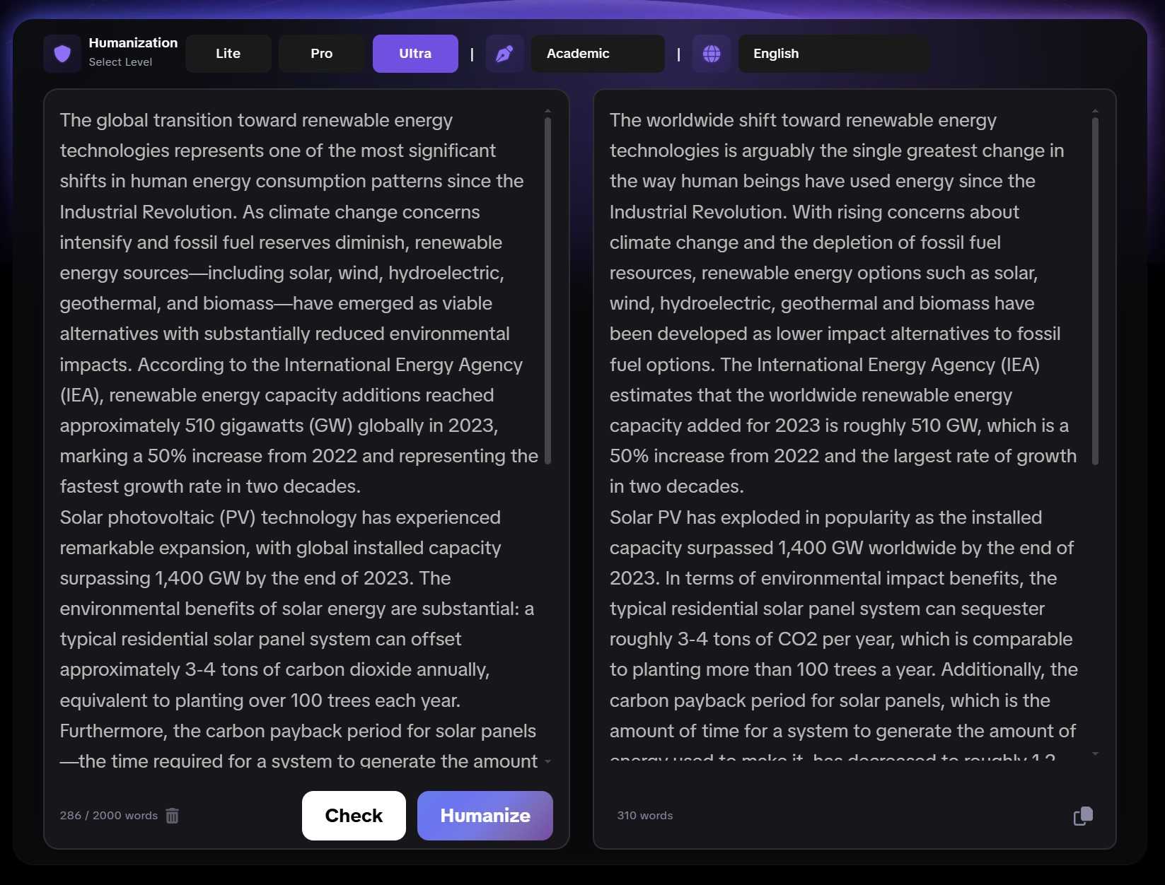gpthumanizer test result