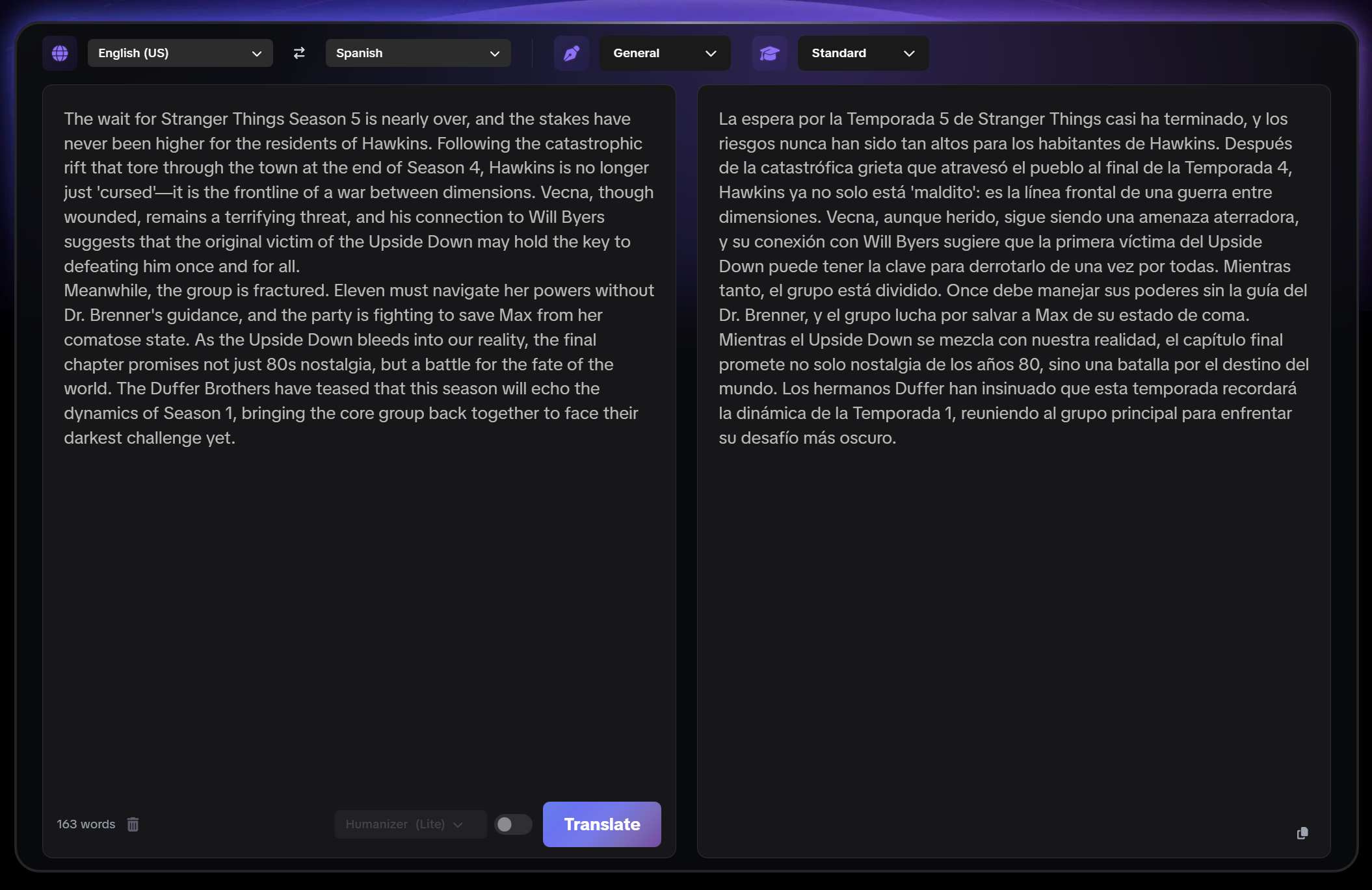 gpthumanizer ai translator result