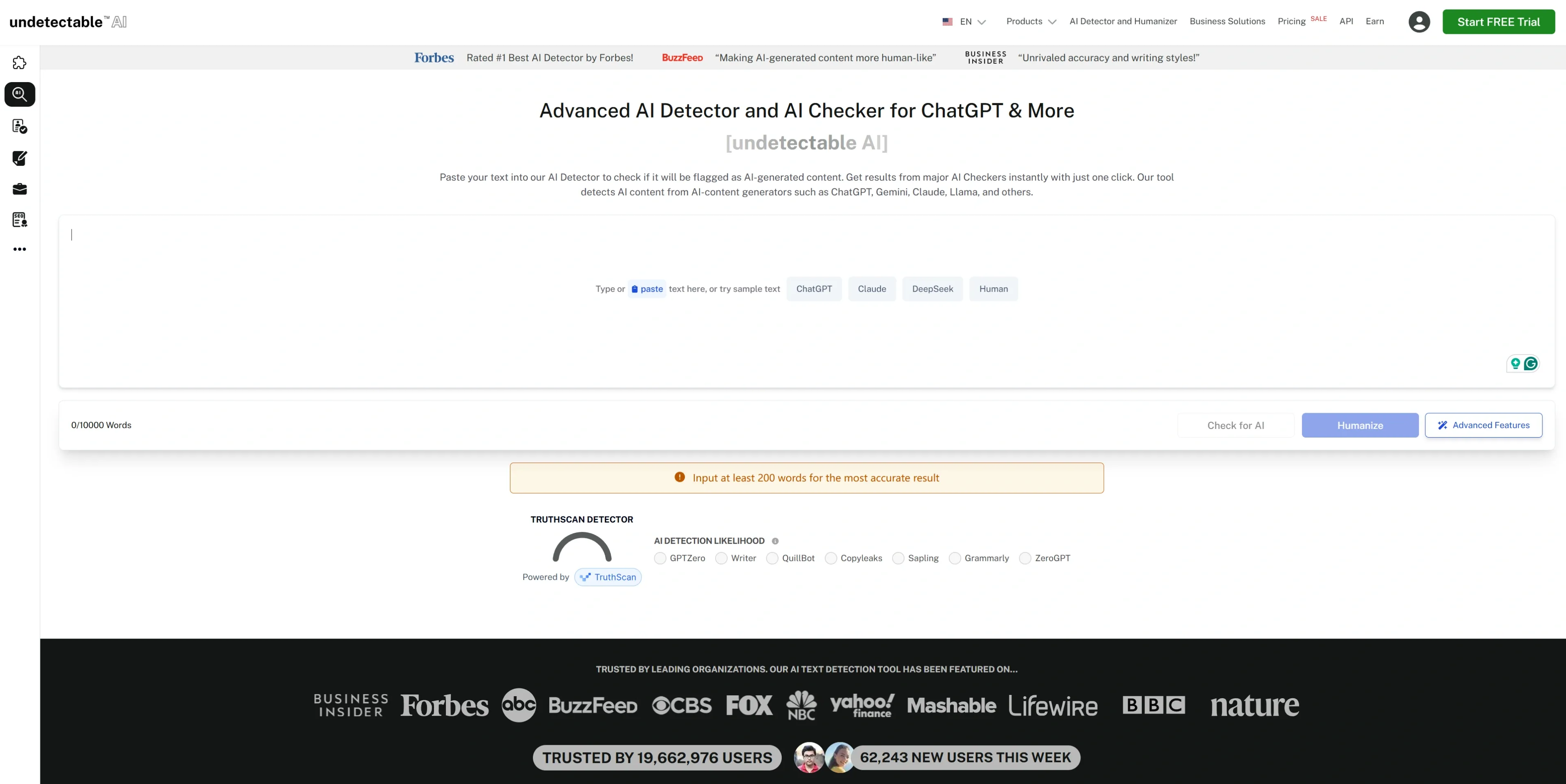 Undetectable AI Home Page