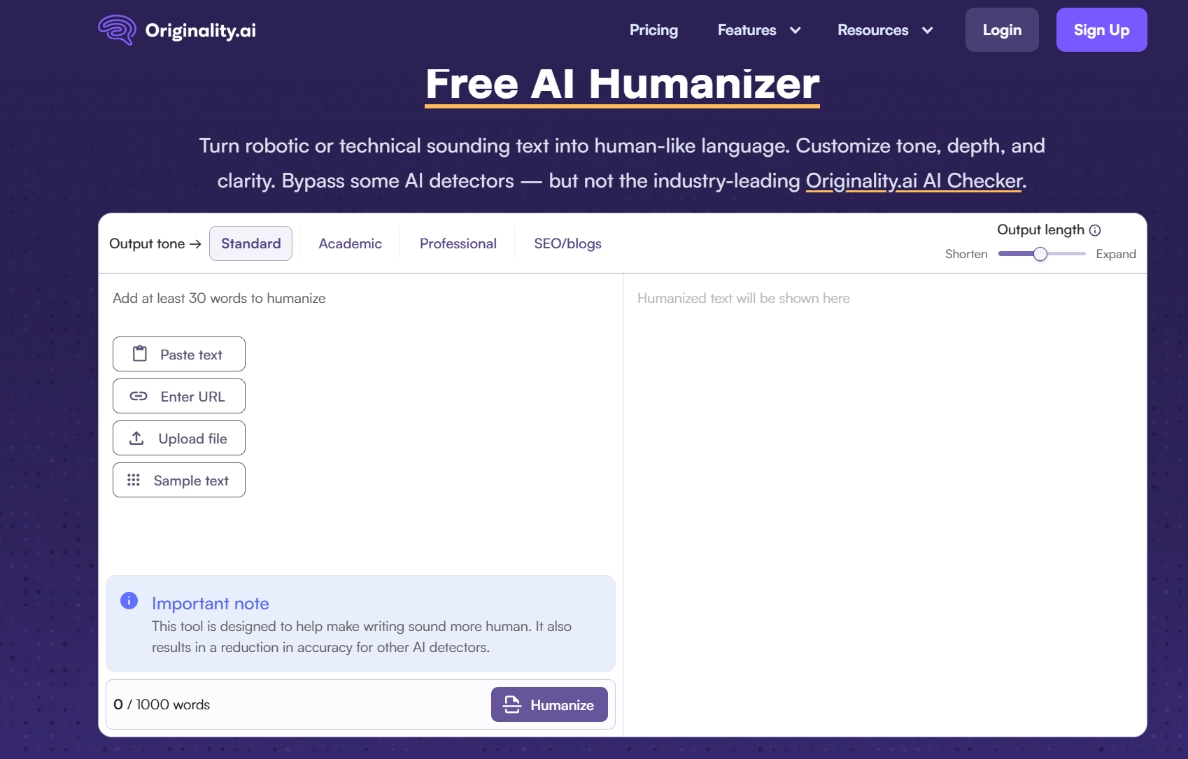 Originality's AI Humanizer