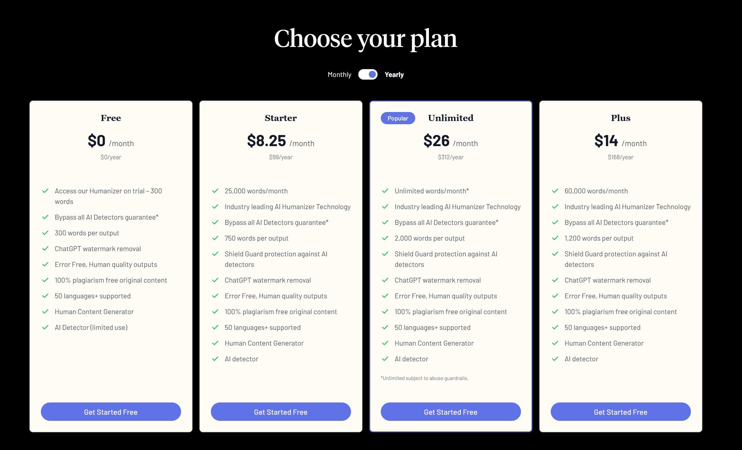 gpthuman ai pricing plan