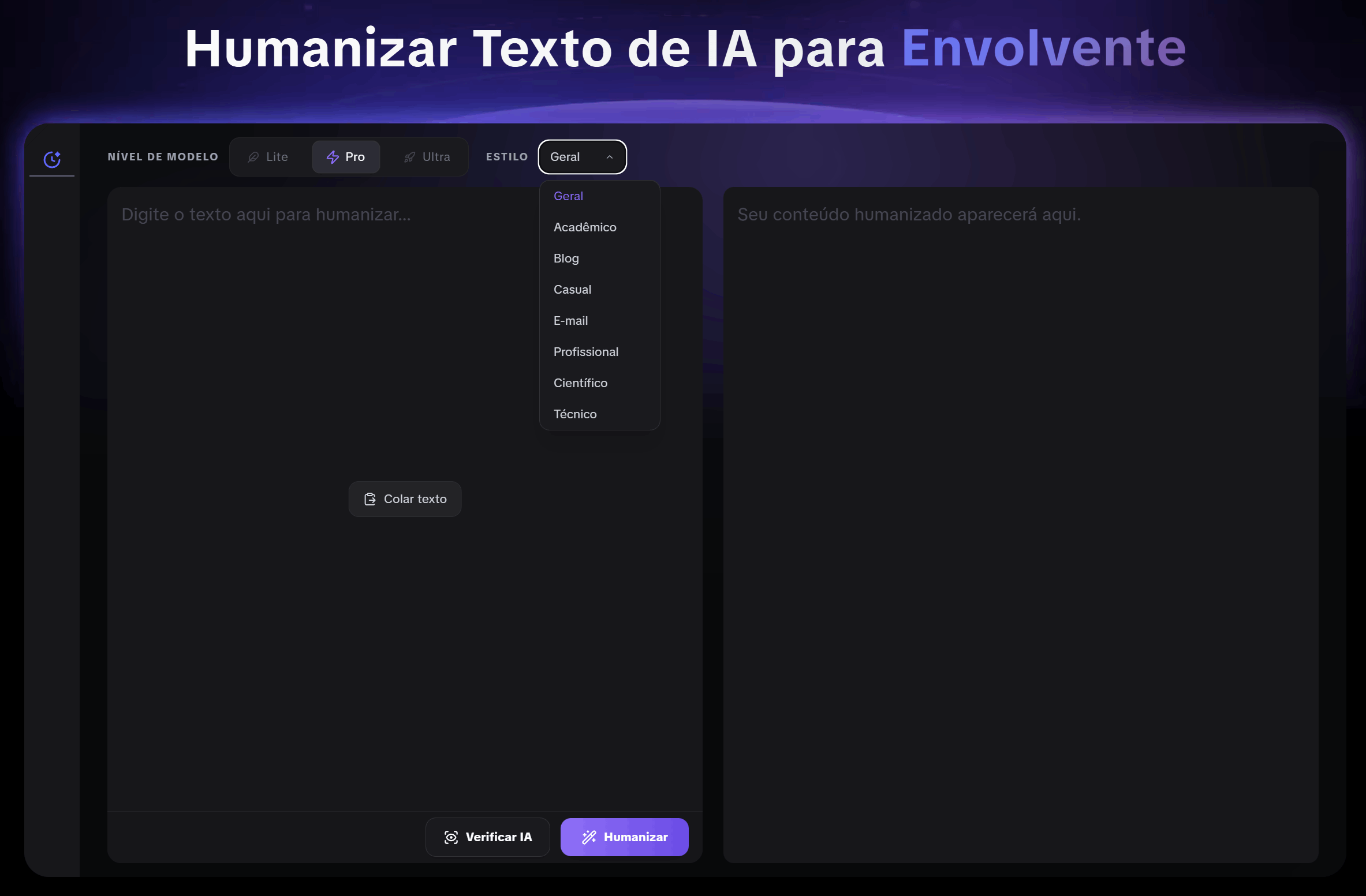O GPTHumanizer oferece três modelos de Humanize e oito estilos de escrita