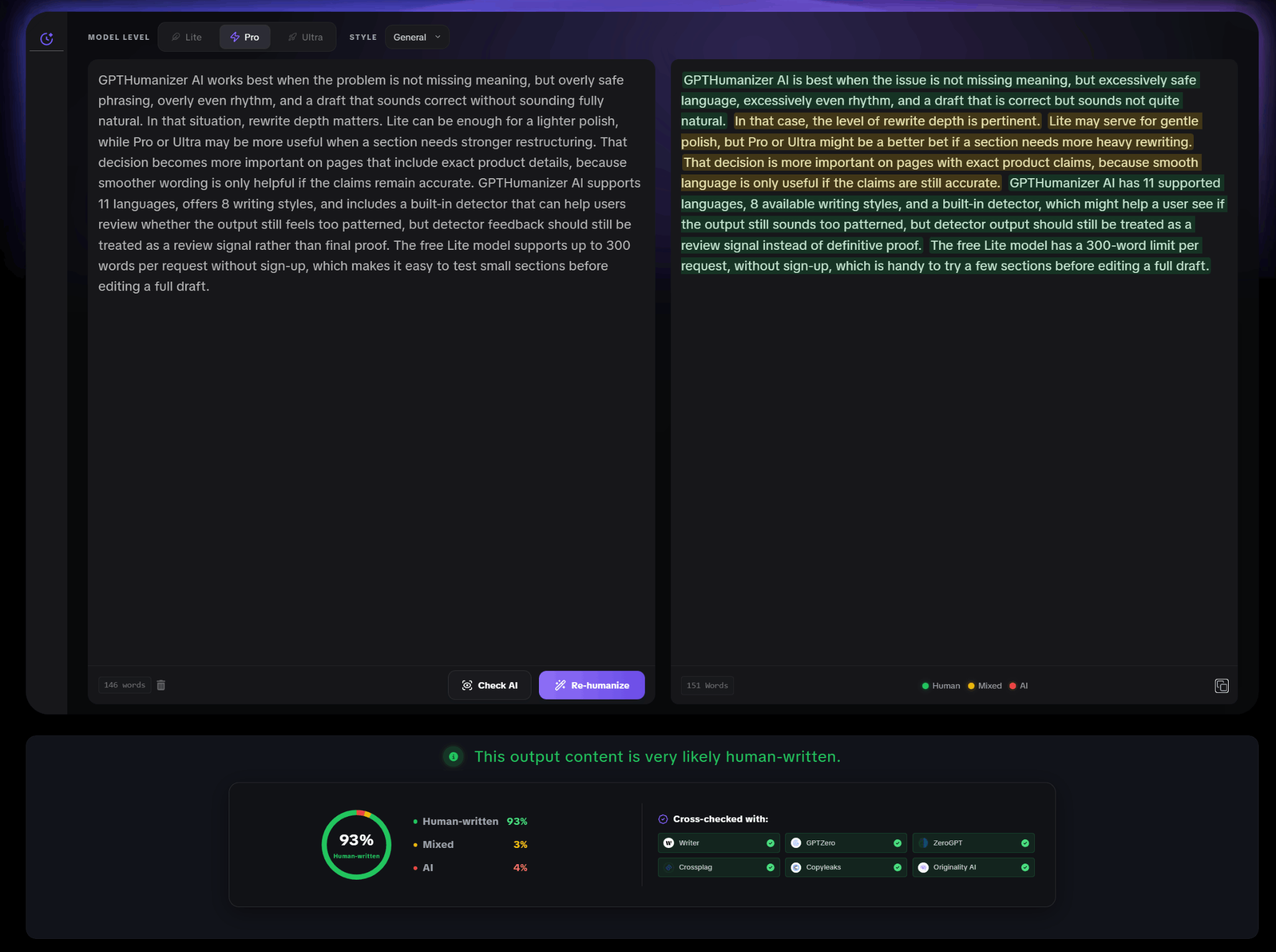 GPTHumanizer AI output (Pro model)