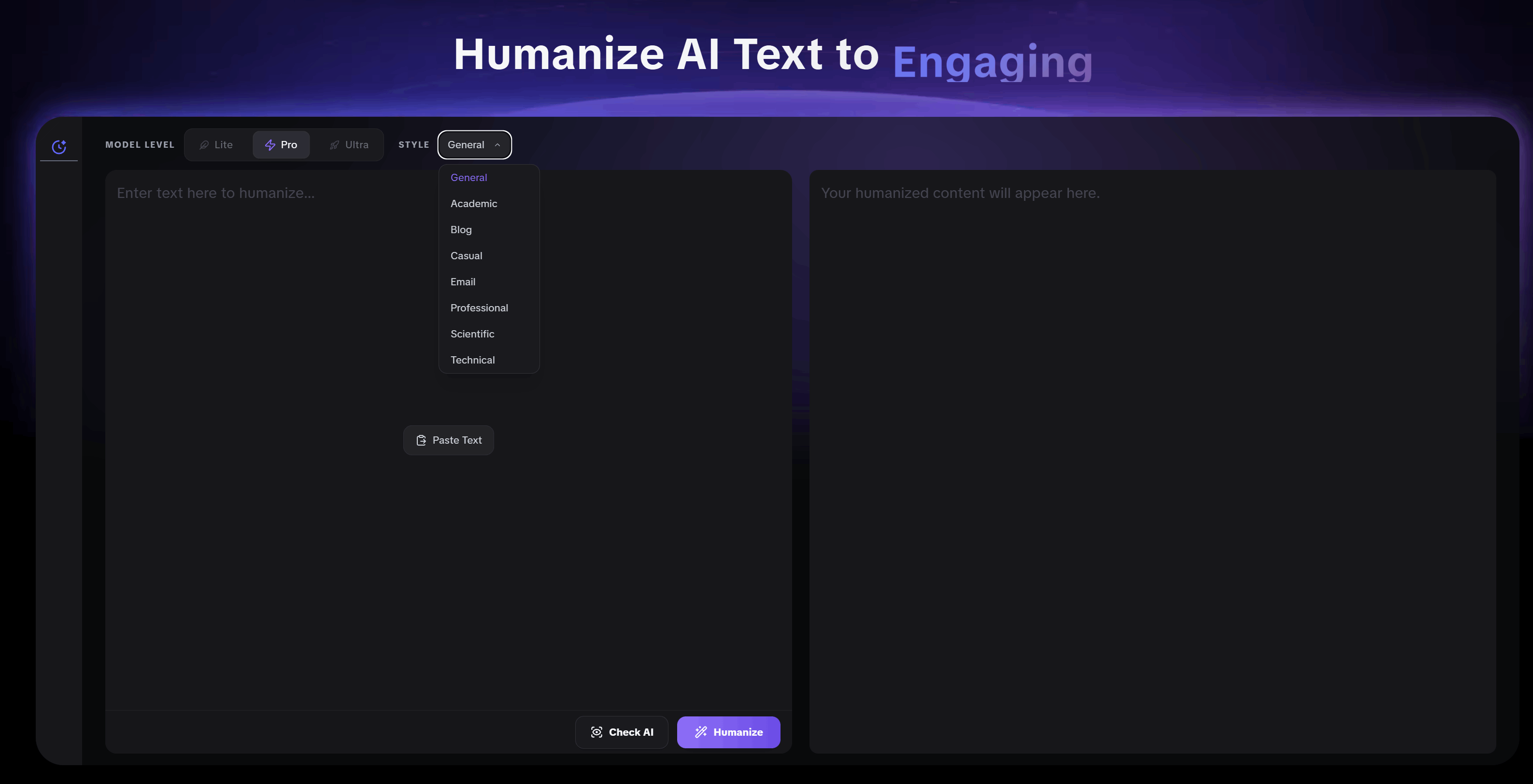 GPTHumanizer has lite pro and ultra model to humanize AI content