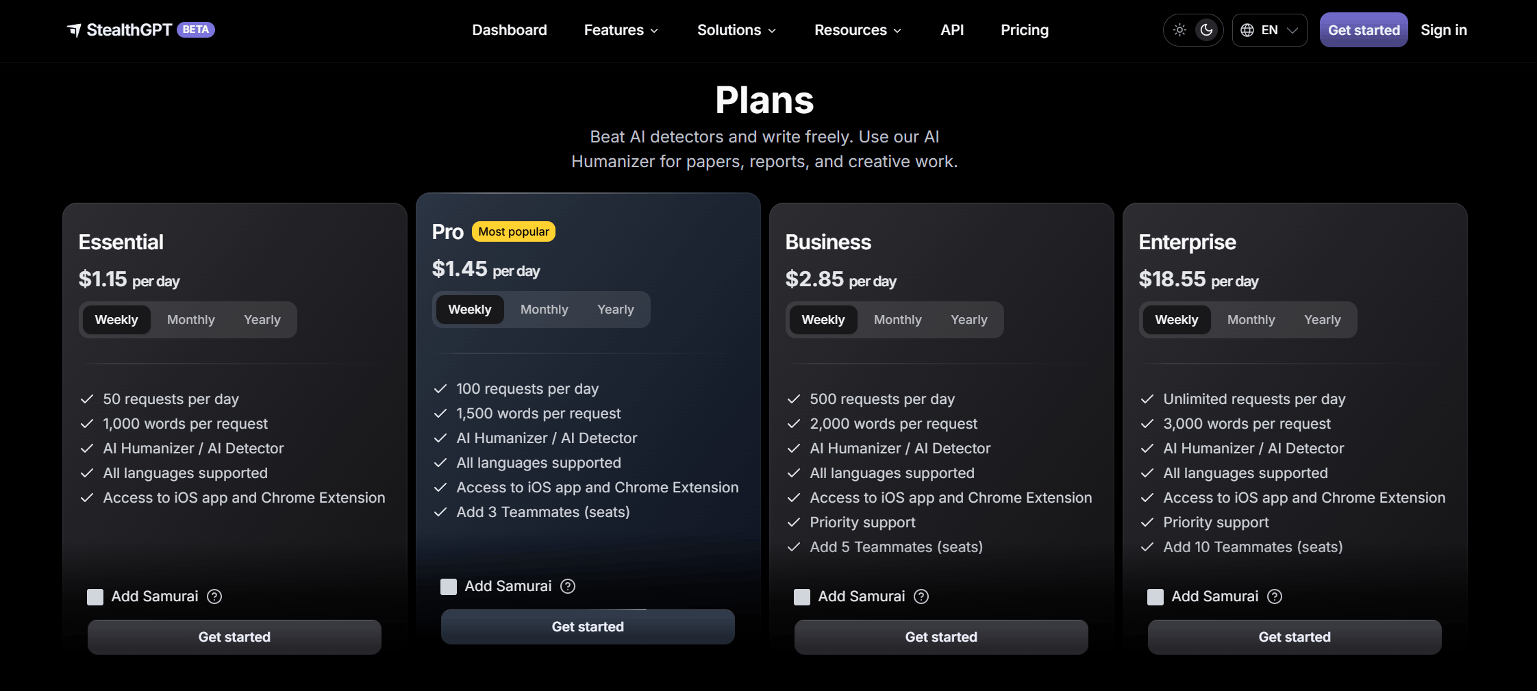 stealthgpt pricing is  more complicated than other platforms