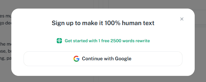 new users need to sign up before try paperbleach ai